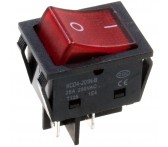 36-2343 Переключатель, Выключатель клавишный 250 V 25А (4с) красный с подсветкой