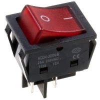 36-2343 Переключатель, Выключатель клавишный 250 V 25А (4с) красный с подсветкой