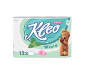КБ526-3КЛЕ12Т Бумага туалетная Kleo аромат Мята, 3 слоя, 12 рулонов