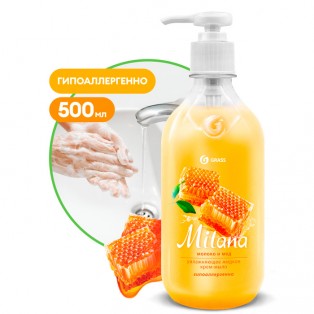 126100 Средство для мытья кожи рук "Milana" молоко и мед с дозатором (флакон 500 мл)