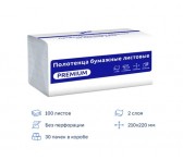 С386 Полотенца бумажные листовые V-слож 2-слойные 30пачек по 100листов в упак PROtissue