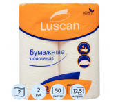 317393 Полотенца бумажные Luscan 2-слойные белые 2 рулона по 12.5 метров