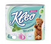 С93 Бумага туалетная  Kleo аромат Мята,  3 слоя, 4 рулона