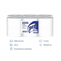 С191 Туалетная бумага 2-слойная белая 12 рулонов по 170 метров в упак PROtissue Instant