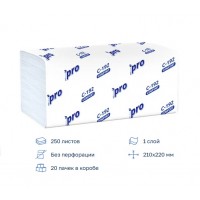 С192 Полотенца бумажные V-слож 1сл PROtissue V-слож 1сл 250л/пач 20пач/упак