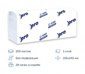 С446 Полотенца Z сложения Z-сложение 1-слойные белые 28 пачек по 200 листов в упак PROtissue