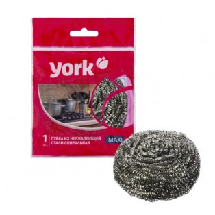 1571828 Губка-мочалка для мытья посуды YORK Макси спиральная стальная